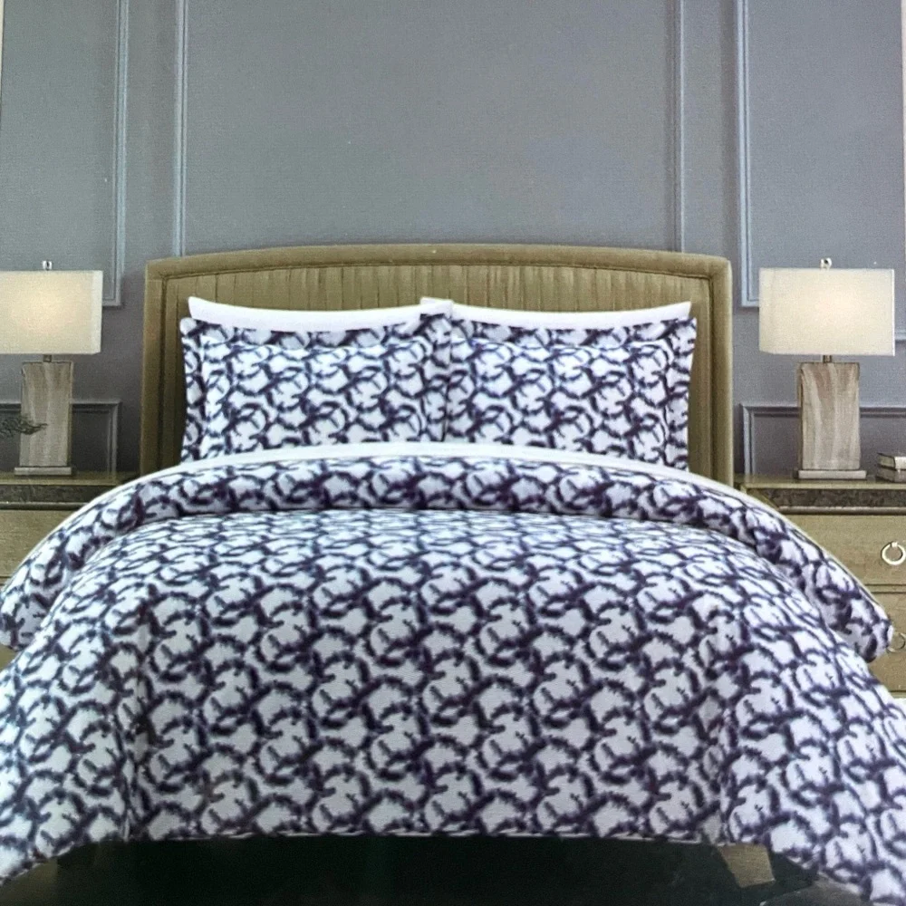 3-pc Queen Duvet Set w/Shams Tie-Dye Blue White 90x90 Chrisley Chic Home NEW NWT